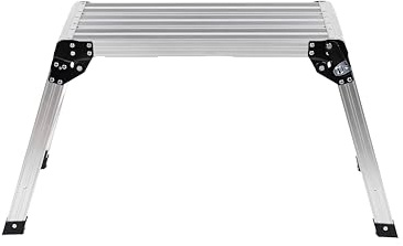 Folding Work Platform, 330 Lbs Load Capacity, Portable Aluminum Drywall Step Stool, Non-Slip Ladder Bench for Washing Vehicles, Painting & Cleaning, 27 x 12 x 20