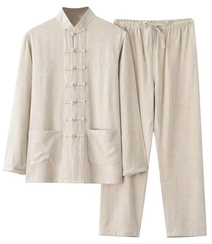 Chemise en Lin pour Homme - Veste d'arts Martiaux Chinois - Uniforme Traditionnel - Vêtement pour Arts Martiaux - Kung Fu, Tai Chi Wushu - pour Homme et Femme - Costume Tang