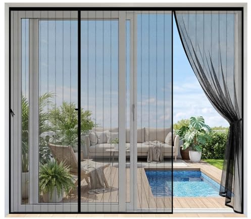 Moustiquaire Porte Fenetre,240x212cm Aimantée Double Ouverture Latérale,Fermeture Automatique Respirantes Anti-Moustiques,Rideau Moustiquaire Baie Vitrée pour Coulissante Entree Balcon Salon Veranda