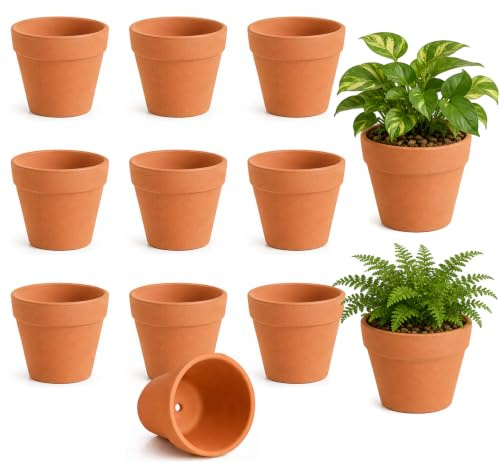 ZhouWei 10 Pièces Pot en Terre Cuite 10X8 cm des Trous Drainage au Fond