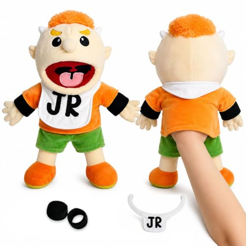 KUWUNG Jeffy Puppet Plush Toy Doll, 40CM Jeffy Hand Puppets with Working Mouth, Mischievous Funny Puppets Toy for Play House, Boys and Girls, Soft Puppets for Birthday Christmas Halloween Party