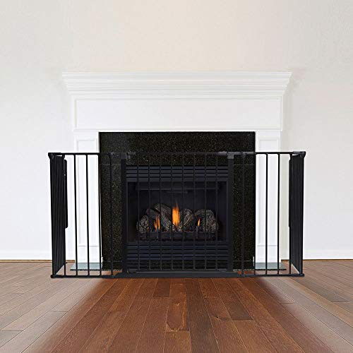 Safetots MehrPanel Kaminschutzgitter, 51cm Tief x 138cm Breit, Schwarz, 70cm Hoch, Kinder und HaustierKaminschutz, Baby und KleinkindKaminSchutz, Sicherheitsbarriere für Kamine