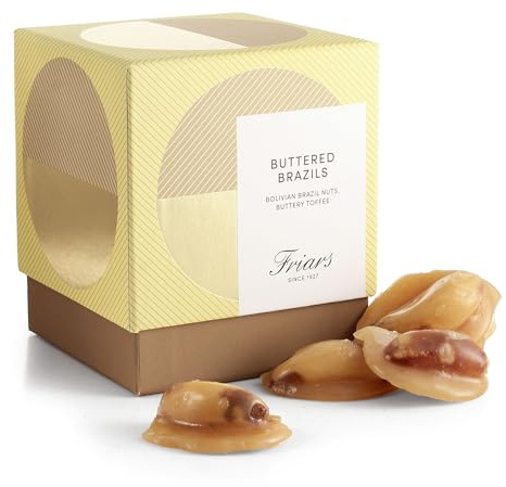 Friars Toffee Buttered Brazil Nuts - Sweet & Crunchy Buttery Brazils | Premium Toffee Covered Confectionery | Thank You, Housewarming & Congratulations Gift | Suitable for Vegetarians