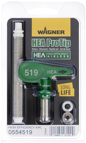 WAGNER HEA ProTip Düse 519, Airless-Düse für Grundierungen, Lacke, Wandfarben, Latexfarben, Flamm- und Korrosionsschutz, < 55% weniger Sprühnebel, grün