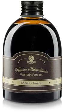 Füllhaltertinte in praktischer Nachfüllflasche,Schreibtinte für Füllhalter,Füllertinte,Kalligraphie Tinte in Sepia Schwarz 250ml