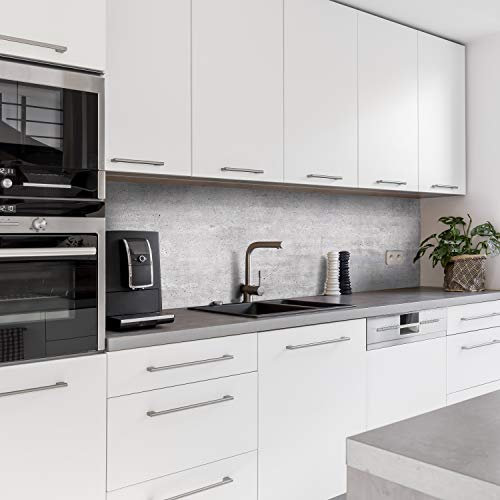 Dedeco köksbakvägg motiv: Betong V3, 3 mm aluminiumplatta som kakelbeklädnad stänkskydd köksvägg kompositplatta vattentät, inkl. UV-lack glänsande, alla underlag, 240 x 60 cm