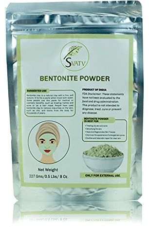 SVATV Bentonite Argilla Polvere Natural Face Packs/Mask Nutre La Pelle Esfoliante, Morbida E Luminosa E Disintossica La Maschera Per Il Viso Cura Della Pelle - 227g
