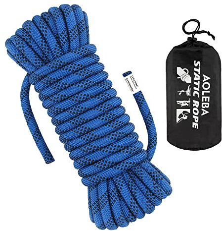 AOLEBA Corde d'escalade statique de 10,5 mm 10 m, 20 m, 30 m, 50 m, 70 m, corde d'escalade en plein air, corde de parachute