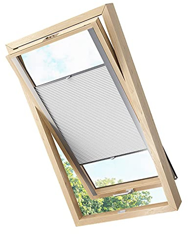 Takfönster plissé, vikbar rullgardin, termisk mörkläggande, vit, sand, cappuccino, ljusgrå, mörkgrå, bär, ljusgrön, mörkgrön, blå, lämplig för VELUX S08, mörkgrå)