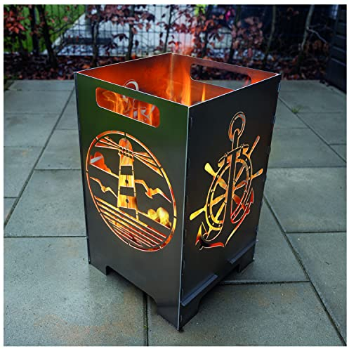 teileplus24 FT07 Botte di fuoco ciotola di fuoco cesto di fuoco grande piazza inseribile facile pulizia, Design:Faro 50cm