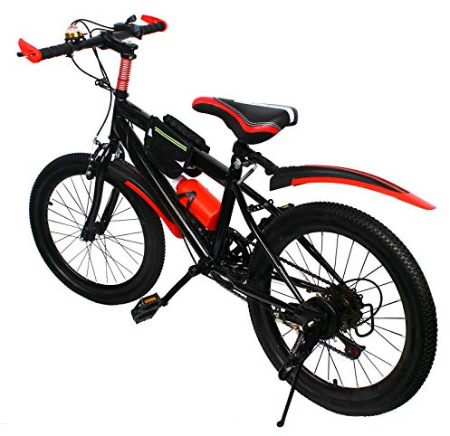 DENEST Kinderfahrrad 20 Zoll Mountainbike Hartstahl Fahrräder 7 Gang Kinderfahrrad Hardtail MTB Mountainbikes für Jungen MäDchen Outdoor-Sportarten (Rot)