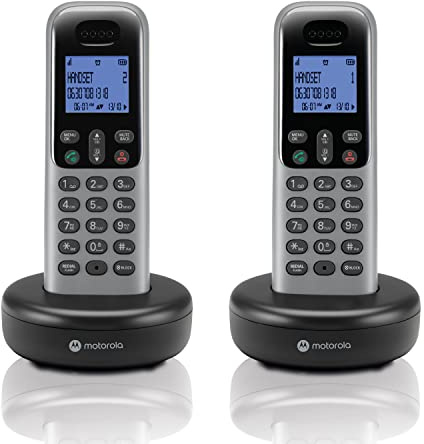 Motorola Cordless Phone, 2 Handsets, DECT 6.0 Long Range, Bright Backlit Display, Easy-to-Use Big Buttons, Call Block up to 100 Numbers, Hands-Free Speakerphone, Caller ID,Hearing Aid Compatible,T602