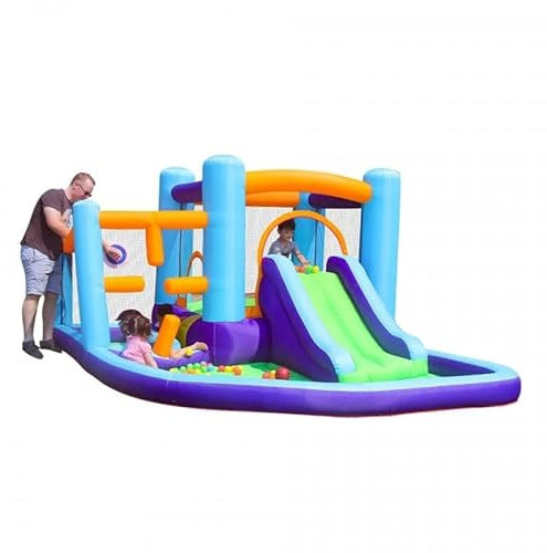 Castillo Mountain, Castillo Hinchable para niños Ideal para Exterior, con Zona de Salto protegida, Piscina de Bolas, tobogán y más
