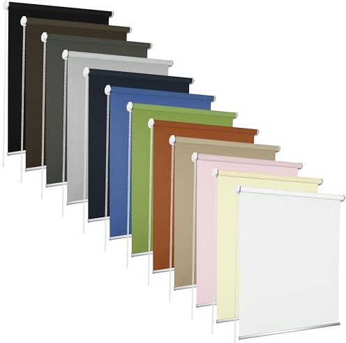 Rollmaxxx Verdunkelungsrollo mit Bohren – Verdunklungsrollo zum Bohren – Fensterrollo mit Kettenzug für Wand & Decke – Fensterrollo Größe wählbar – Rollo Grau