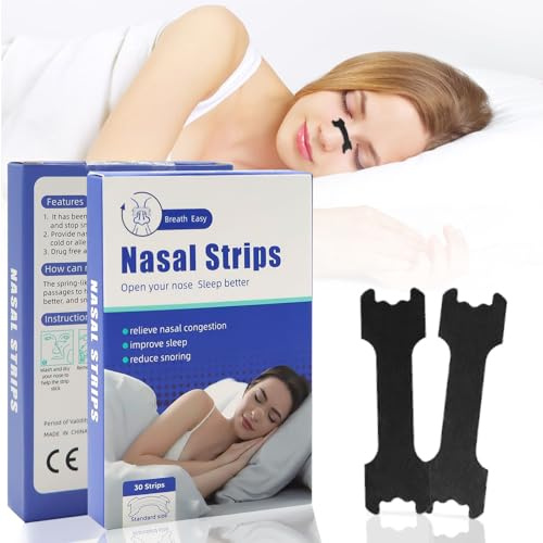ZOCONE 60 Pcs Nasal Strips Snore Strips to Stop Snoring and Relieve Nasal Congestion, Medium Nose Strips for Breathing Sleep Sports, Anti Snoring Strips Nose Breathing Strips for Men and Women