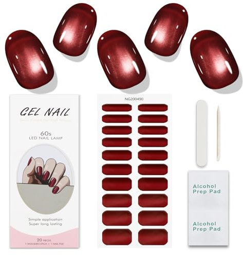 JMEOWIO Nagelfolie Katzenaugen Rot Gel Nail Nagelfolien Selbstklebend Nagelsticker Uv Härtend Dekoration Nageldesign Zubehör