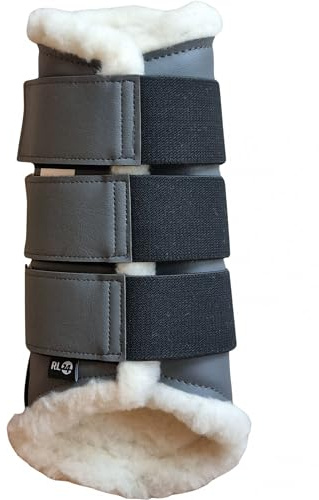 RL24 - Gamaschen Comfort – Pferdegamaschen mit weichem Teddyfutter & Klettverschlüssen – anatomisch geformt & stoßabsorbierend – Gamaschen für Pferde in grau – Größe L