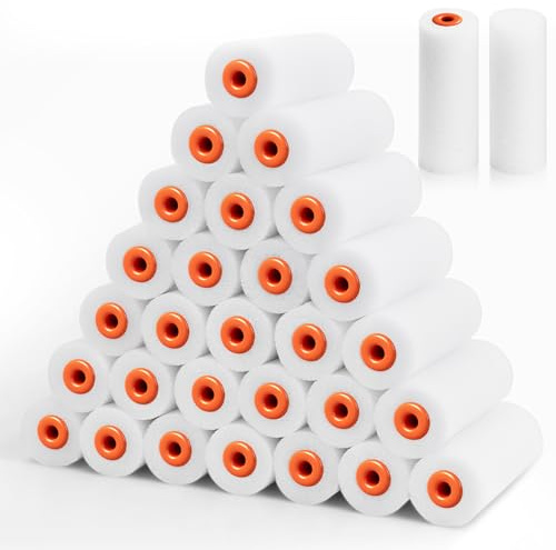 Rodison Rodillo Mini de Pintura, 4 Pulgadas Funda de Rodillo de Espuma, Juego de Rodillos de Espuma para Muebles, Puertas, Mesas, Superficies Lisas, etc. Paquete de 30
