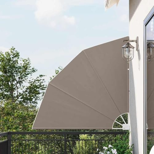 Gecheer Balkon Sichtschutz Taupe 140 x 140 cm Polyester, Balkonfächer Sichtschutz klappbar wetterfest Blickdicht Windschutz Trennwand für Privatsphäre auf Kleiner Terrasse Balkon42000927