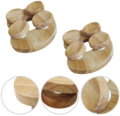 DAZZLEEX Lot de 2 appuie-têtes de sauna en bois avec design rotatif pour soulager le cou, support ergonomique, accessoire traditionnel pour sauna 23 x 17 x 6 cm