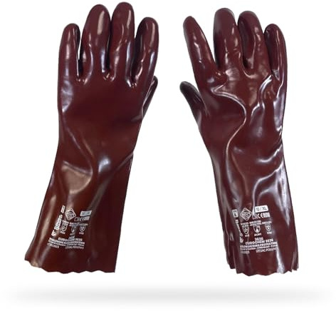 Gants Acide - Paire de Gants PVC pour Manipulation de produits liquides, chimiques, pétroliers - Taille 10/L