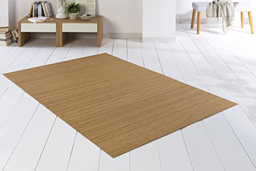 DE-COmmerce Bambusteppich SOLID Gold 60x90 cm extra breite 50mm Stege I die Neue Generation Bambusteppich I kein Bordürenteppich I Teppich I Wohnzimmer I Küche I I Made IN Germany