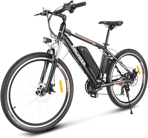 ANCHEER 26 Zoll E-Bike/Mountainbike Herren, Elektrofahrrad/Pedelec mit 36V 10.4Ah Akku | Bis 100KM Reichweite & 21 Gang und 250W Hinterradmotor für 25 km/h