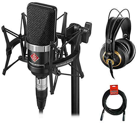 Neumann TLM-102 Studio Condenser Microphone Studio Set (Black) with AKG K 240 Studio Pro Headphones & XLR Cable Bundle