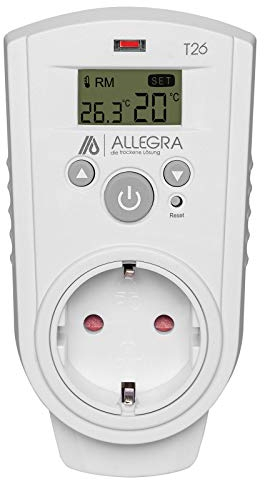 ALLEGRA Thermostat Steckdose Steckerthermostat Steckdosenthermostat für Infrarotheizung Heizung Heizlüfter und Klima und Timer Heizkörperthermostat (T26)