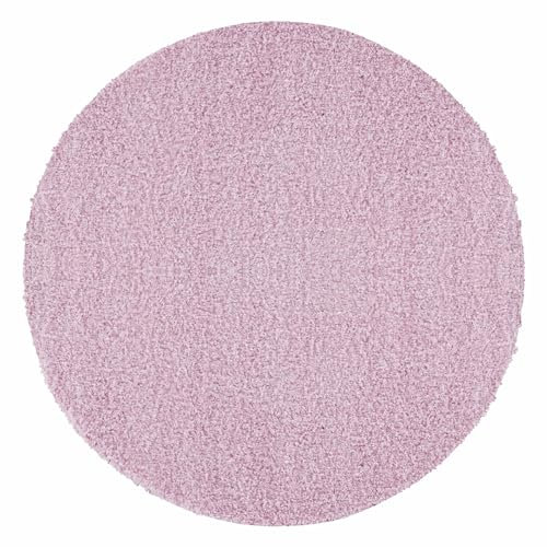 Carpetsale24 Shaggy Hochflor Teppich, 80 cm Rund, Pink, weich, flauschig, modern, einfarbig, Für Eingangsbereich oder kleine Nischen, für Wohnzimmer Schlafzimmer Flur