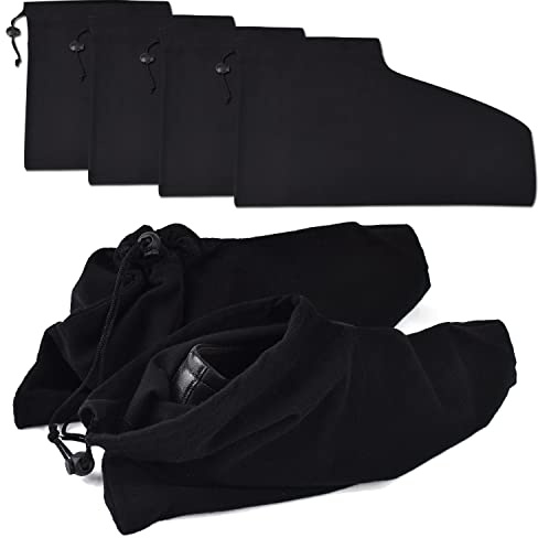 HAMBOLY 100% Cotton Shoe Bags 6 Pack Dust Cover Storage Pouch with Drawstring Closure for Travel Protecting Storing Shoes, Black (17 x 7 in)