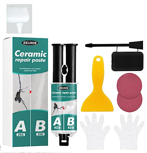 Stronrive Reparación Cerámica, Kit Pasta Adhesiva Acrílica para Reparación Azulejos Y Baldosas, Rellenador Grietas En Azulejos Y Baldosas, Duchas Y Encimeras, Kit Reacabado Bañeras