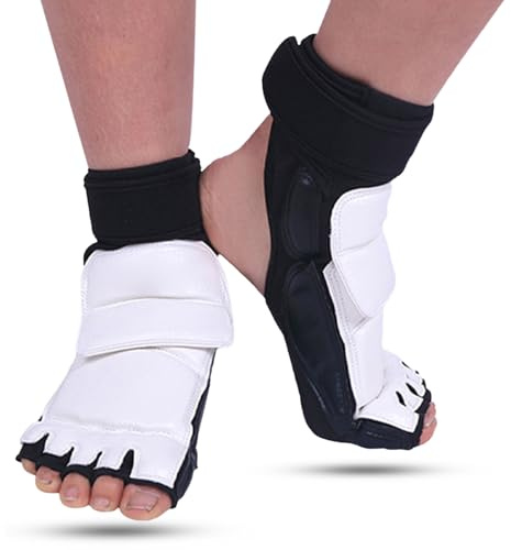 Korea Taekwondo Double Fixation Elastic Foot Protector Guard Martial Arts Kickboxing Karate Hapkido Taekwondo Foot Gear for Kids Boxing Foot Protector Gear Kung Fu Tae Kwon Do Feet Protective(XS)