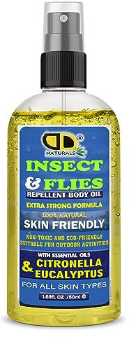 100% Natural Mosquito, Insect & Flies Repplent Body Oil with Citronella & Eucalyptus Essential Oils, for All Body Types (50ML Spray)