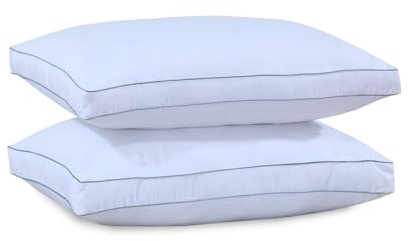 Premium Egyptian Cotton Box Pillows 2 Pack – Luxury White Hotel Quality Firm Bed Pillows for Side Sleepers, Hypoallergenic Down Alternative Filling, Breathable Support for Back and Neck