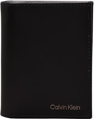 Calvin Klein Herren Geldbeutel Smooth Bifold aus Leder, Schwarz (Ck Black), Einheitsgröße