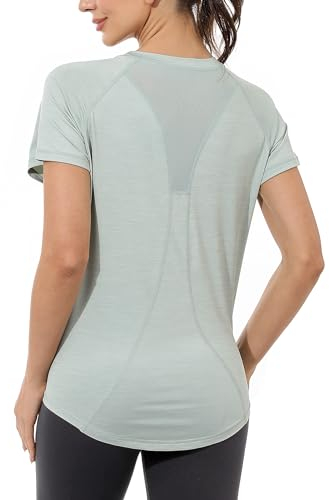 Gyabnw Funktionsshirt Damen Kurzarm Sportshirt Sport Oberteil Fitness Funktionsshirt Locker Laufshirt Atmungsaktiv Wandern