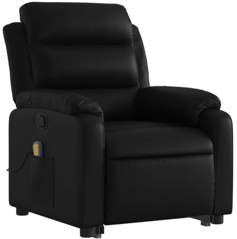 vidaXL Fauteuil Inclinable de Massage, Chaise de Relaxation avec Dossier, Siège avec Accoudoirs, Fauteuil TV de Salon, Moderne, Noir Similicuir
