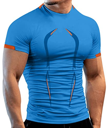 T-Shirt de Compression à Manches Courtes pour Homme - Fonctionnel Sport et séchage Rapide Bodybuilding Gym
