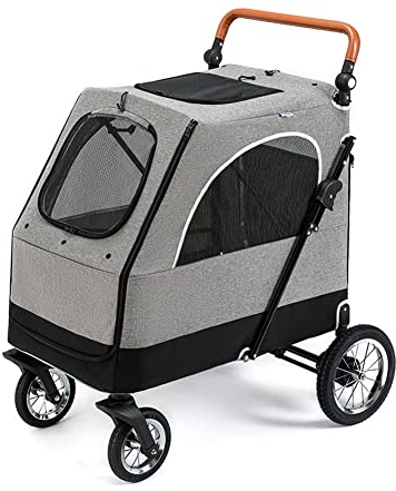 hxoity Hundebuggy Hundewagen Faltbare Haustier Buggy Klappbar Haustier Kinderwagen Mit 4 Rädern Für Mittelgroße Und Große Hunde Und Katze Tragkraft Tragkraft Bis Zu 55 Kg