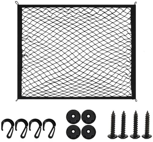 EINESIN Gepäcknetz, Auto Kofferraumnetz Wohnmobil 80X60cm, Erstreckt Sich auf 160x120cm mit 4 große Haken, 4 Schnallen, 4 Schrauben, Gepäcknetz Super Elastisch Geeignet für die meisten Autos