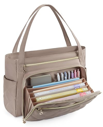 BAGSMART Teacher Tote Bag for Women 15.6in Quilted with Insulated Pocket & Nurse Bag Features (Brown)