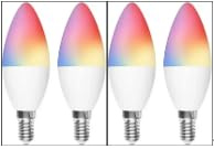 ngnsky Lot de 4 ampoules LED intelligentes Bluetooth RGBCW, E12 synchronisation de la musique à changement de couleur, avec contrôle par application pour salon, fête