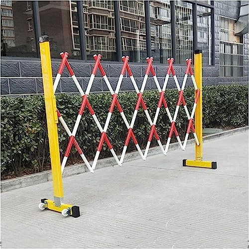 Barreras telescópicas de tráfico, portales plegables de tijera, barreras ajustables con ruedas para lugares de eventos, escuelas, portátiles (rojo 2M)