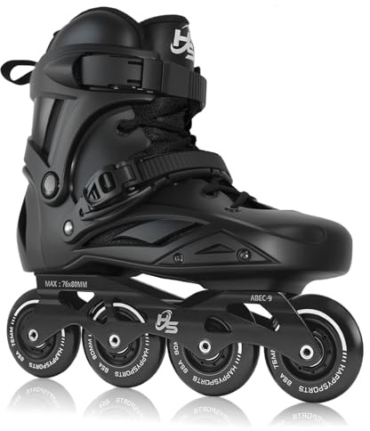 HSHVHSH Inline Skates for Women Men, Professional Fitness Roller Skates Blades with PU Wheels for Male, Female, High Performance Skates for Beginner, Black(Men6.5-7.5/Women7.5-8.5)