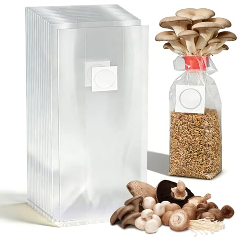 50 sacchetti per la coltivazione di funghi: sacchetti per la coltivazione di funghi, con filtro, resistenti agli strappi e forti funghi per la coltivazione di funghi, set per funghi, funghi Enoki