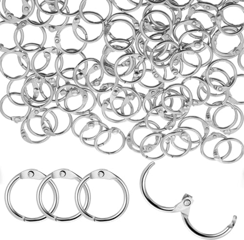 100 anillos de carpeta de hojas sueltas de 1,27 cm para tarjetas de índice, anillo de metal para libros, carpetas de acero, anillos de papel pequeños de metal para escuela, hogar, oficina, tarjetas de