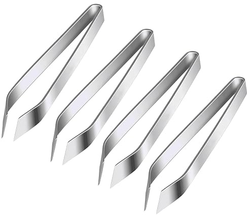 Pinzas para espigas de acero inoxidable de 12 cm, juego de pinzas de espiga y pinzas de espiga, pinzas de cocina, pinzas de precisión, pinzas de cocina para pescado, aves, compatibles con pinzas de