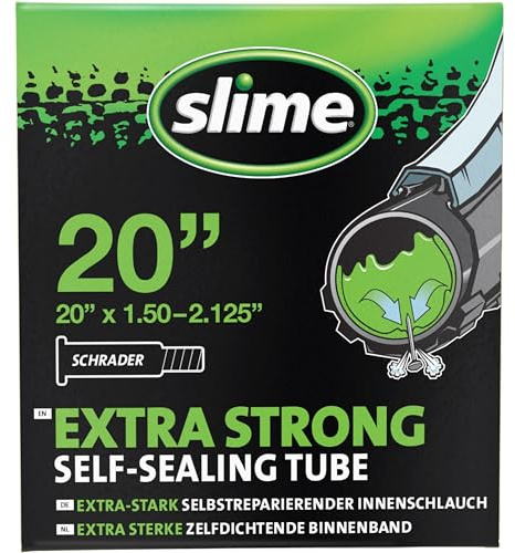 Slime 30058SL Bike Inner Tube with Slime Puncture Sealant, Self Sealing, Prevent and Repair, Schrader Valve, 20 x 1.5-2.125