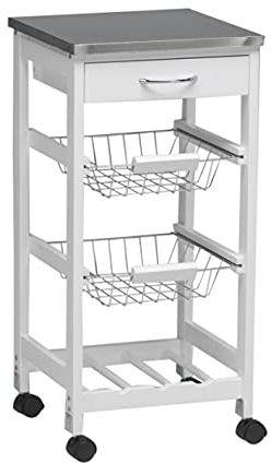 Kit Closet 7040028014 - Carro de cocina 1 puerta + cajón, inox/blanco, 37 x 37 x76